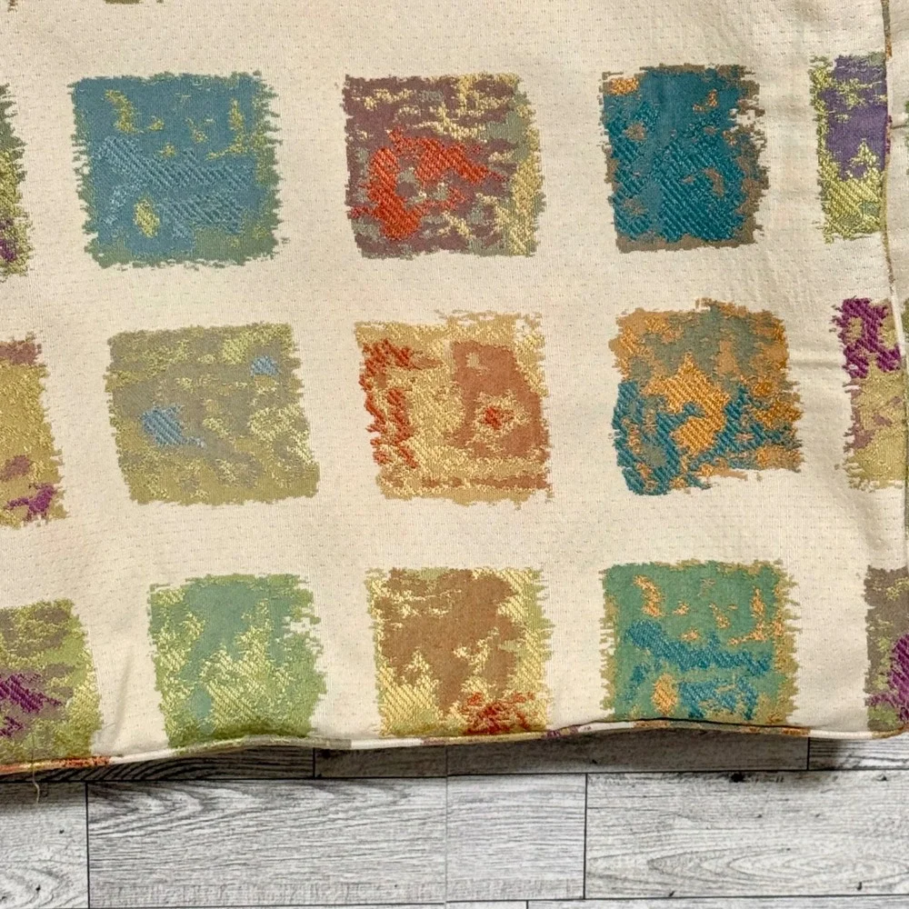 2-Pillow Cover Cream Jewel Tone Abstract Squares Textured Accent‎ Pillow 17 x 19